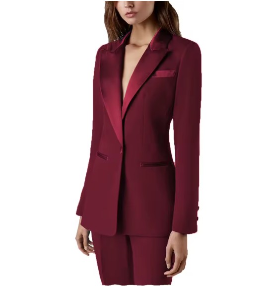 Smoking Stil Hosenanzug Friderike für Damen in Weinrot