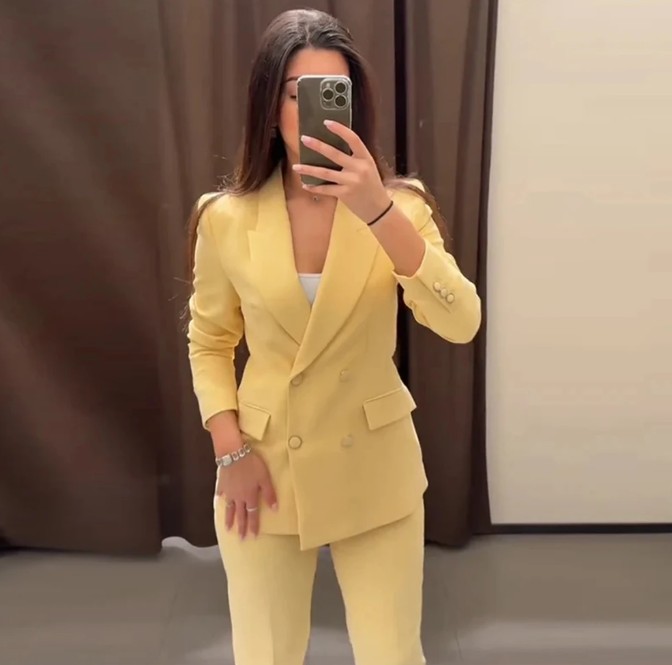 Zweireiher Hosenanzug Fridonlina Elegant in Gelb