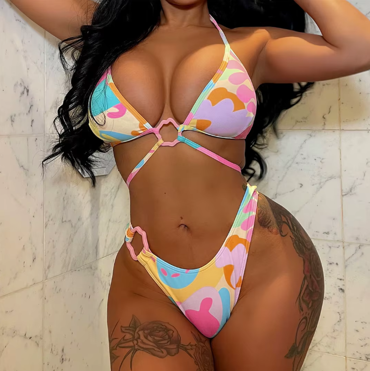 Süße Neckholder Träger Bikini Jamie mit Blumen