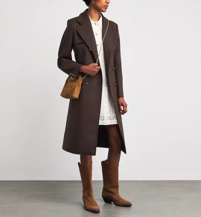 Damen Trenchcoat Dunkelbraun | Zweireihiger eleganter Mantel