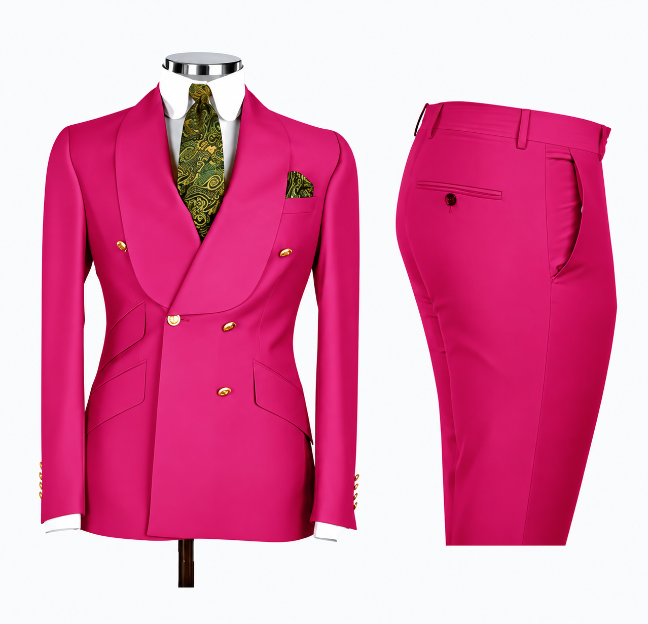 Pinker Herren-Smoking Zweiteiler mit Schalkragen – Eleganter Herrenanzug